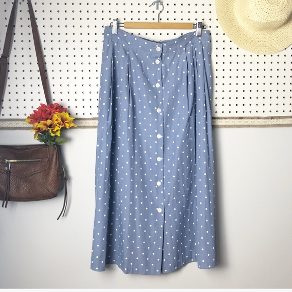 Vintage Dresses & Skirts - Vintage Blue Polka Dots Skirt